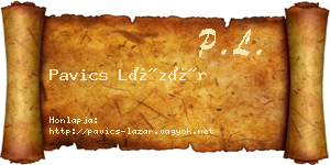 Pavics Lázár névjegykártya